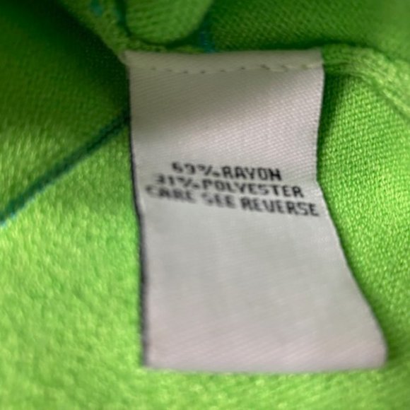 New HUME 3/4-slv TURQUOISE LIME SWEATER Applique Embroidered BUTTERFLIES * M - Picture 11 of 11